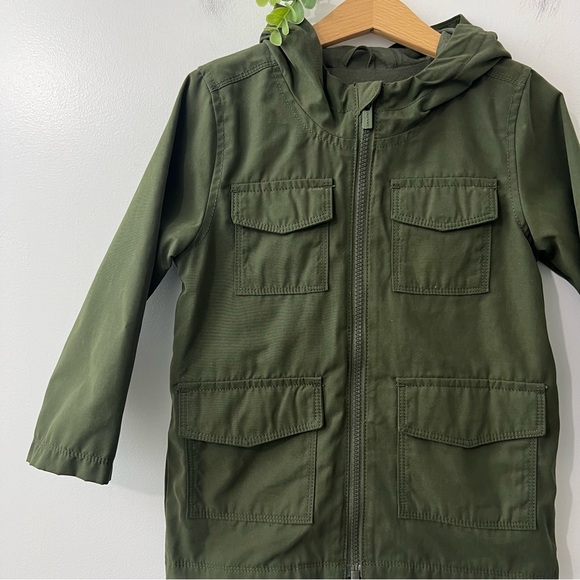 Old Navy Toddler Boy Army Green Zip Up Hooded Light Jacket - Picture 2 of 6